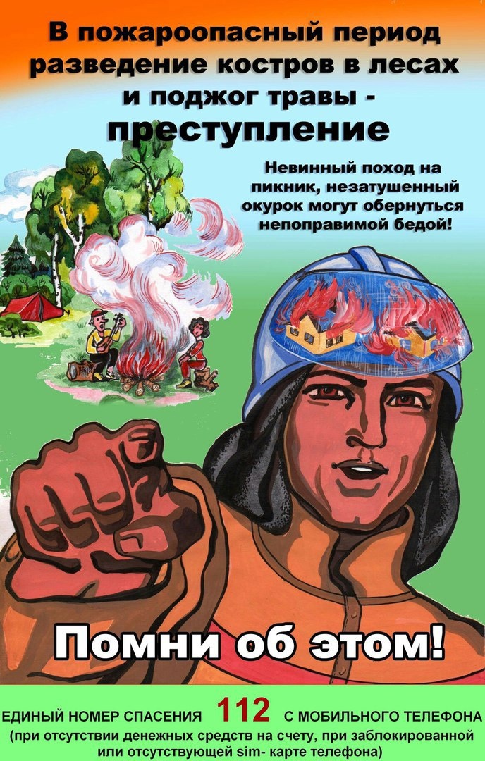 В пожароопасный период разведние костров в лесах и поджог травы - ПРЕСТУПЛЕНИЕ.