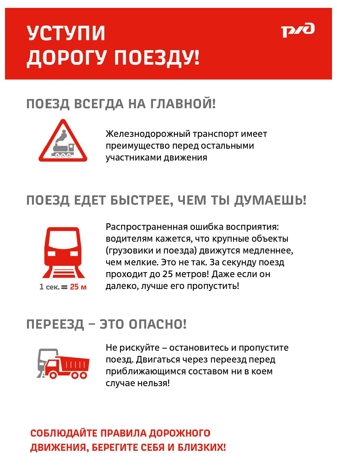 Уступи дорогу поезду.